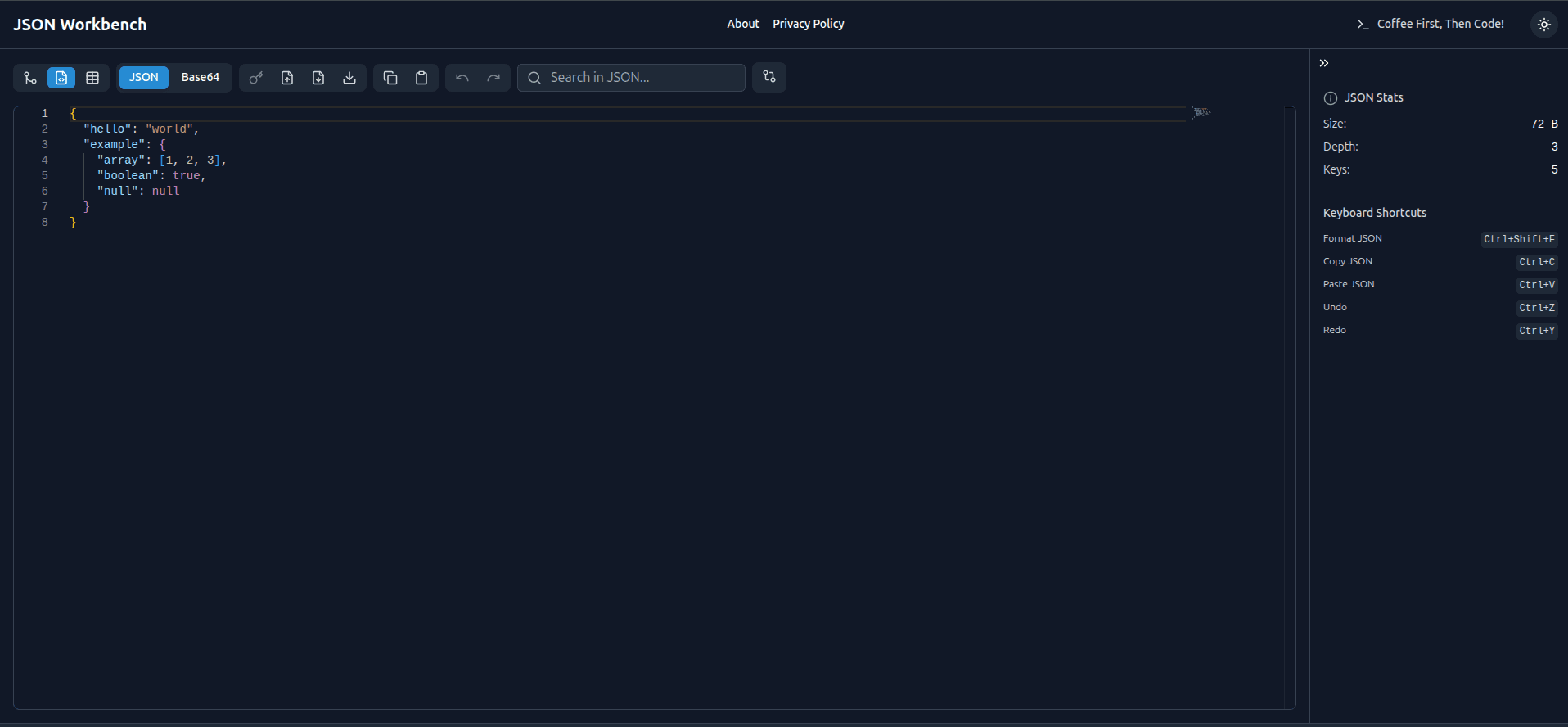 JSON Editor Interface